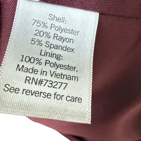 Nine West Womens Blazer Size Medium Burgundy Red Stretch Ponte Knit Career Jacke - Picture 7 of 8